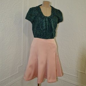 Ann Taylor Blush Knee Length A Line Satin Skirt